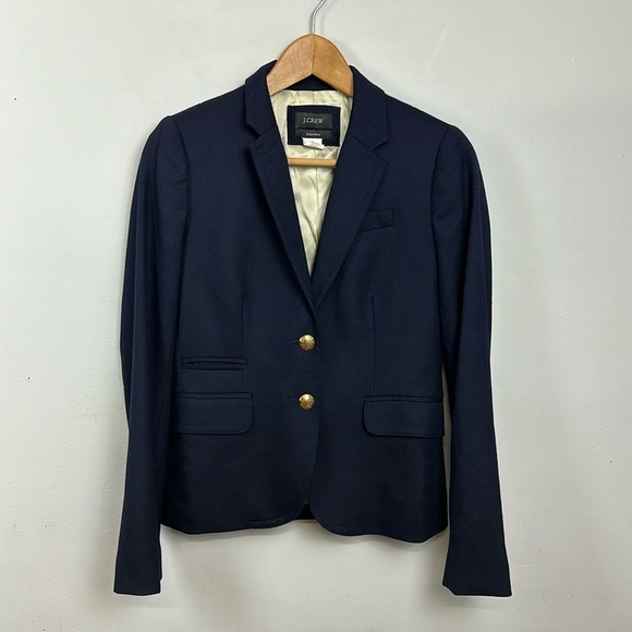 J. Crew Original Schoolboy Blazer Navy Blue Wool Blend Sz 0 - Picture 6 of 16